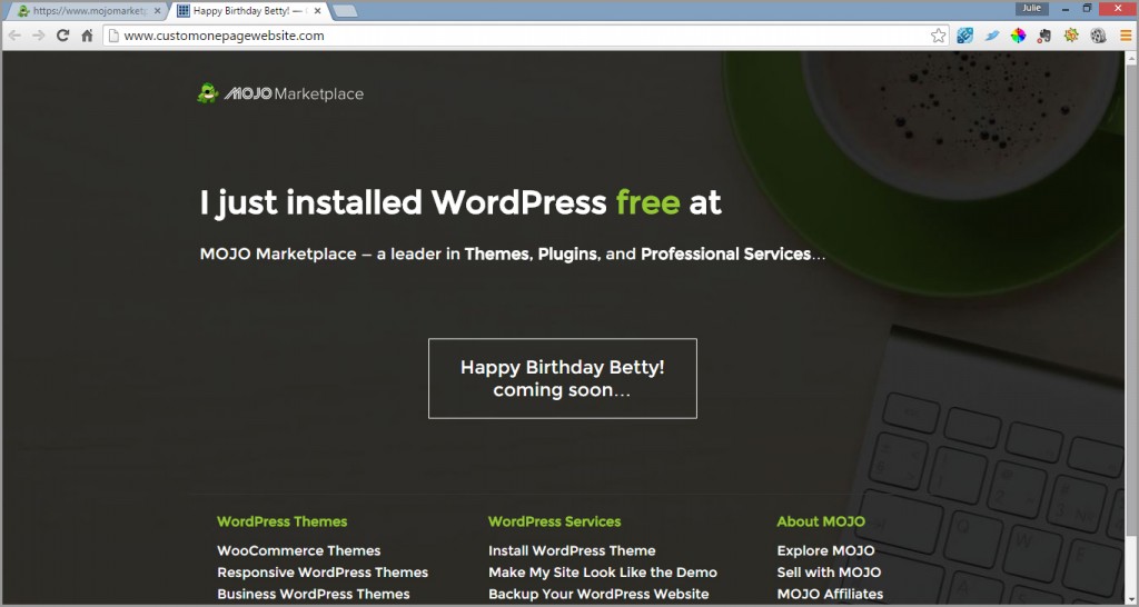 fresh wordpress install 