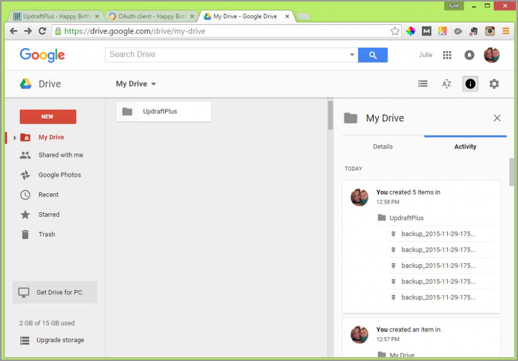 updraftplus google drive folder