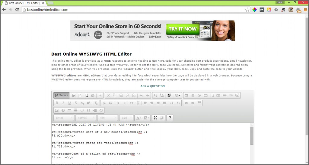 best online html editor source