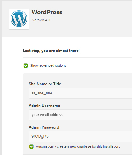 expanded view wordpress install