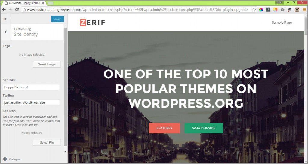 zerif site identity menu