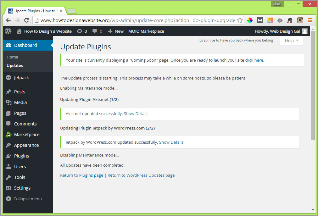 update plugins complete