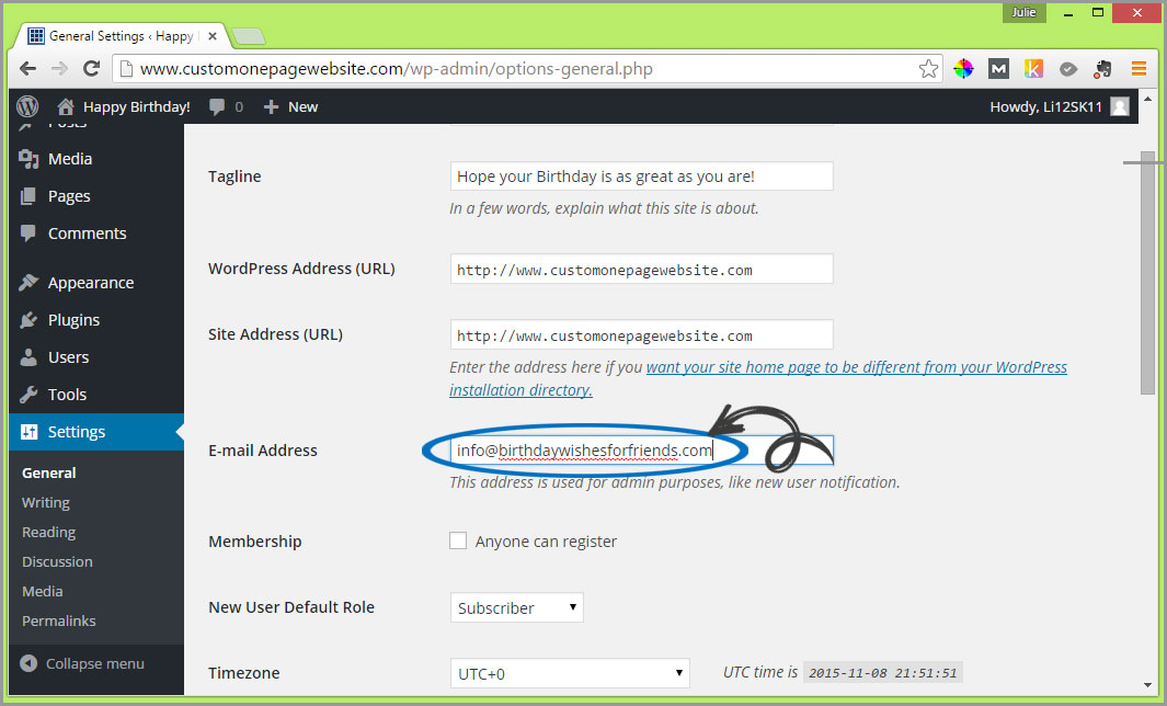 STEP 3 WORDPRESS SETTINGS